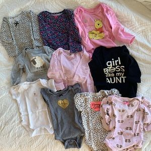 ☀️3 for $30☀️ lot of 10 baby girl onesies 3-6/6mo